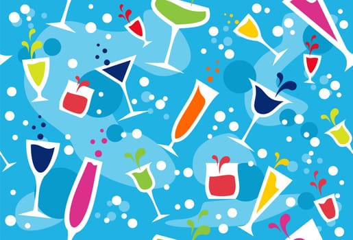Colourful cups wallpaper on light blue background.