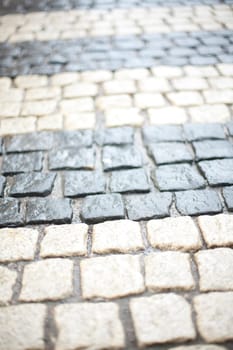 Cobblestone pavement background, in Helsinki, Finland