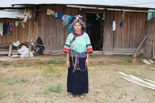 Woman of Laos in traditional costume,Lolo ethnic group in Luang Namtha area