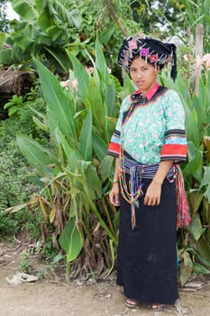 Woman of Laos in traditional costume,Lolo ethnic group in Luang Namtha area