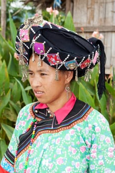 Woman of Laos in traditional costume,Lolo ethnic group in Luang Namtha area
