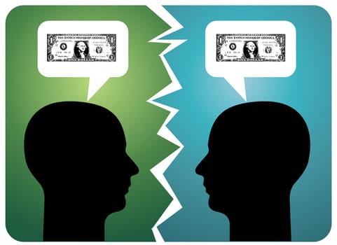 Two men arguing about money. Vector available