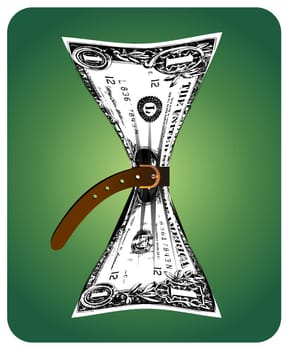 One-dollar bill with a tight belt