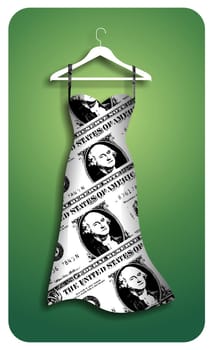 Dollar dress hanging in a perch. Vector available
