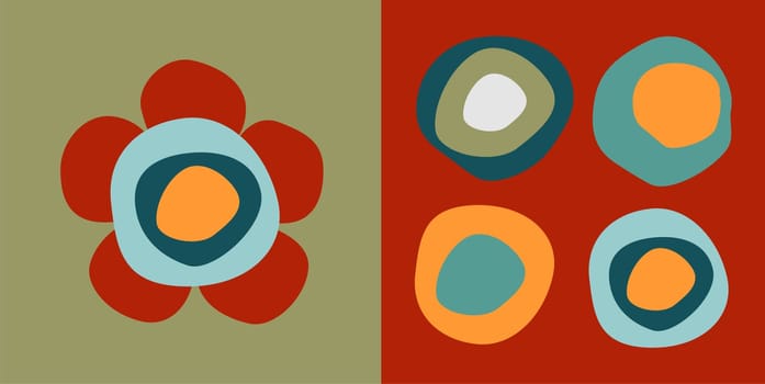 Colorful flower and circles patterns