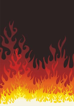 Fire Flames vector illustration over dark brown background.