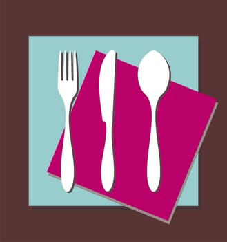 Cutlery icons. Fork, knife and spoon silhouettes on different backgrounds. Vector available