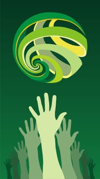 Trying to reach an environmental problem solution. Vector file available.