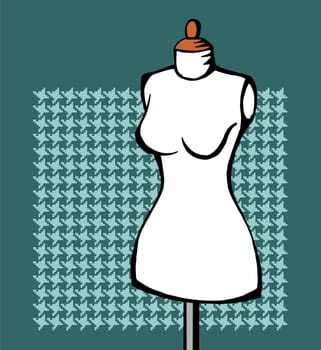 White mannequin on a pied-de-poule background