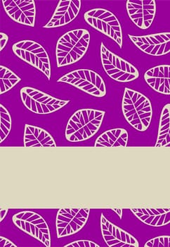 Leaves on purple background vector with beige label space