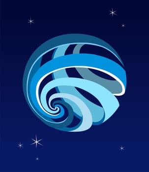 Blue tones spiral sphere. World globe icon
