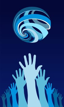 Trying to reach harmony in the world. Vector file available.