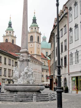 View of the town of Ljubljana in Slovenia