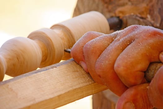 Renaissance Fair, Bjelovar, Croatia, crafts in the old way, carpentry, turning wood