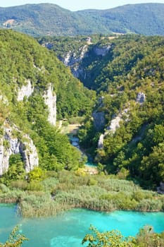 Canyon River Plitvice in the Plitvice Lakes in Croatia