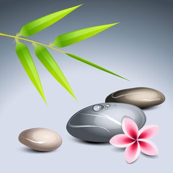 Zen theme 2 with bamboo and colored pebbles