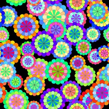 Seamless retro flowers card, abstract art