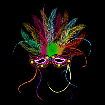 Mardi grass party mask over black background