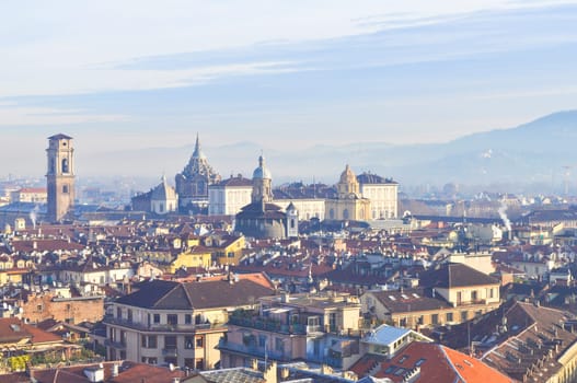 City of Turin (Torino) skyline panorama birdeye seen from above