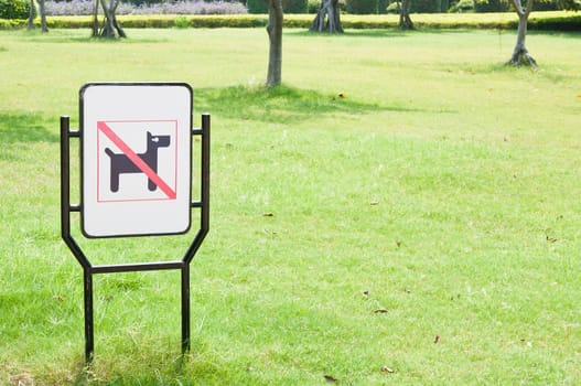 No dogs pets allowed warning sign in the park