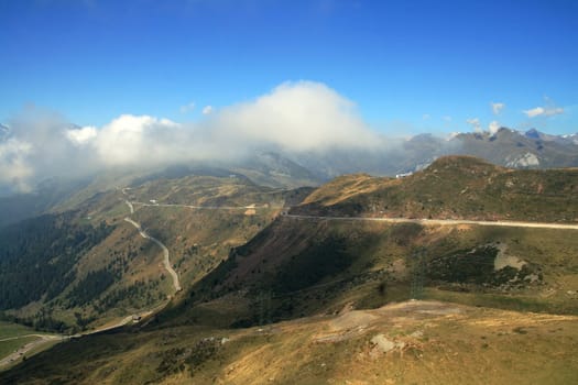 Magnificent mountain landscape on the Jaufen Pass in South Tyrol