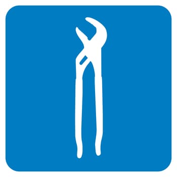 clamp icon over a blue rounded square. Vector file available.