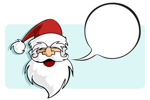 Happy face of Santa with a blank comic balloon. Usable for Christmas greeting card. Vector illustration