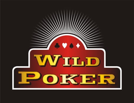 Casino Poker icons on red banner. Black background. Vector illustration