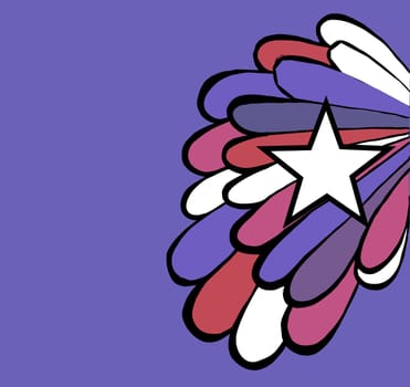 Pop background. Colored wing and white star on blue. Vector available