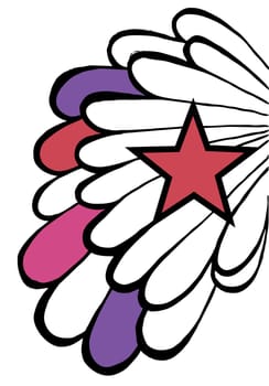 Pop star background. Wing and red star on white. Vector available