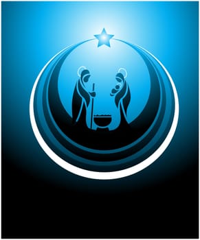 Icon depicting the nativity scene in blue