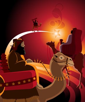 The three wise men and the child Jesus.
