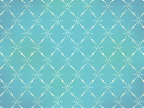 Vintage Wallpaper - Light Ornaments on Turquoise Blue Background