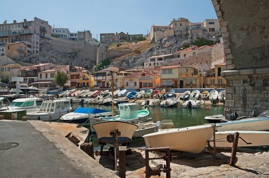 The old fishing port of Vallon des Auffes in Marseille in France
