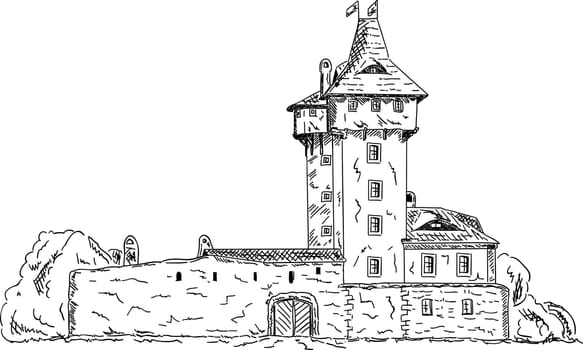 vector - old castle ( in town Frydek Mistek at Czech republic, at Europe )