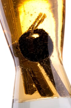 Concept of Drinking and Driving, beer and car keys