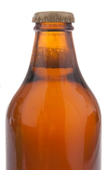 Full beer bottle with no labels isolated on white