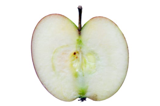 Detail of the slice of apple on white background