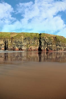 ballybunion beach in winter with the cliffs