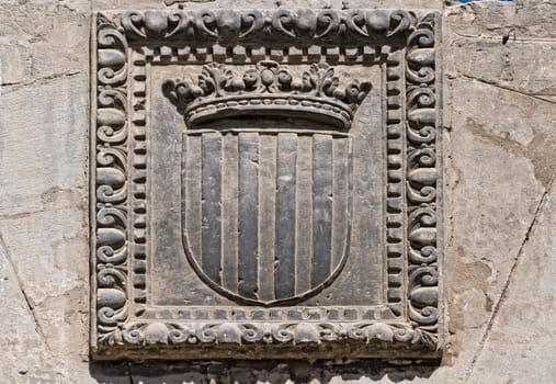 Catalonia Coat of stone. In Barcelona, Spain