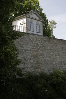 Garden shed on the battlement walk in Mühlhausen