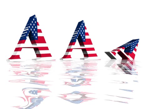 Three A capital letters with american flag symbolizing reduction of triple A rating of USA