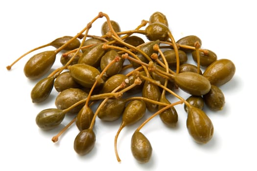caperberries close up on white background