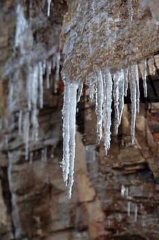 icicles on a cliff face in ballybunion ireland on a winters morning
