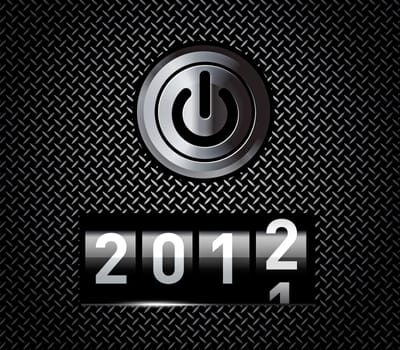New Year counter 2012 on black metal pattern with power button