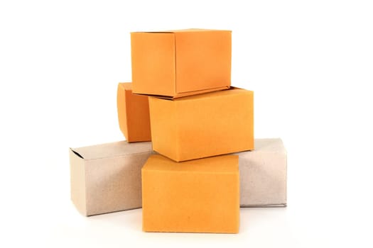 a stack of moving boxes against a white background
