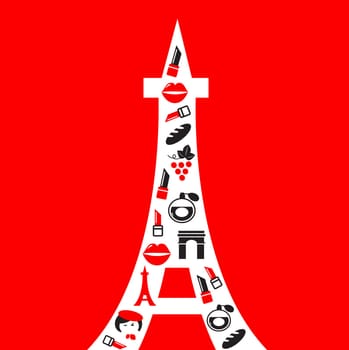 Vibrant Paris Tower in retro style. Vector Illustration.