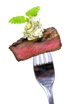Steak Mignon-Gourmet appetizers,cut-out in white
