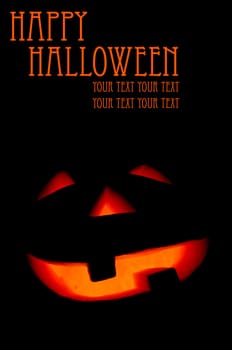 halloween pumpkin isolated on black background with space for your text