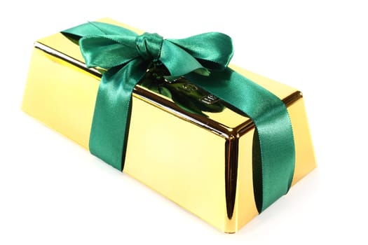 a gold bar on a white background